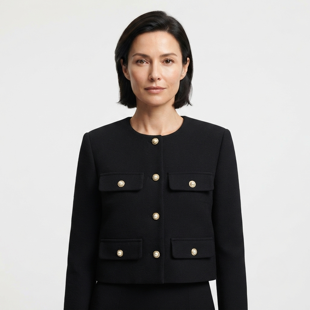 Kingsley - Women's Cropped Jacket with Button Front - photo 1