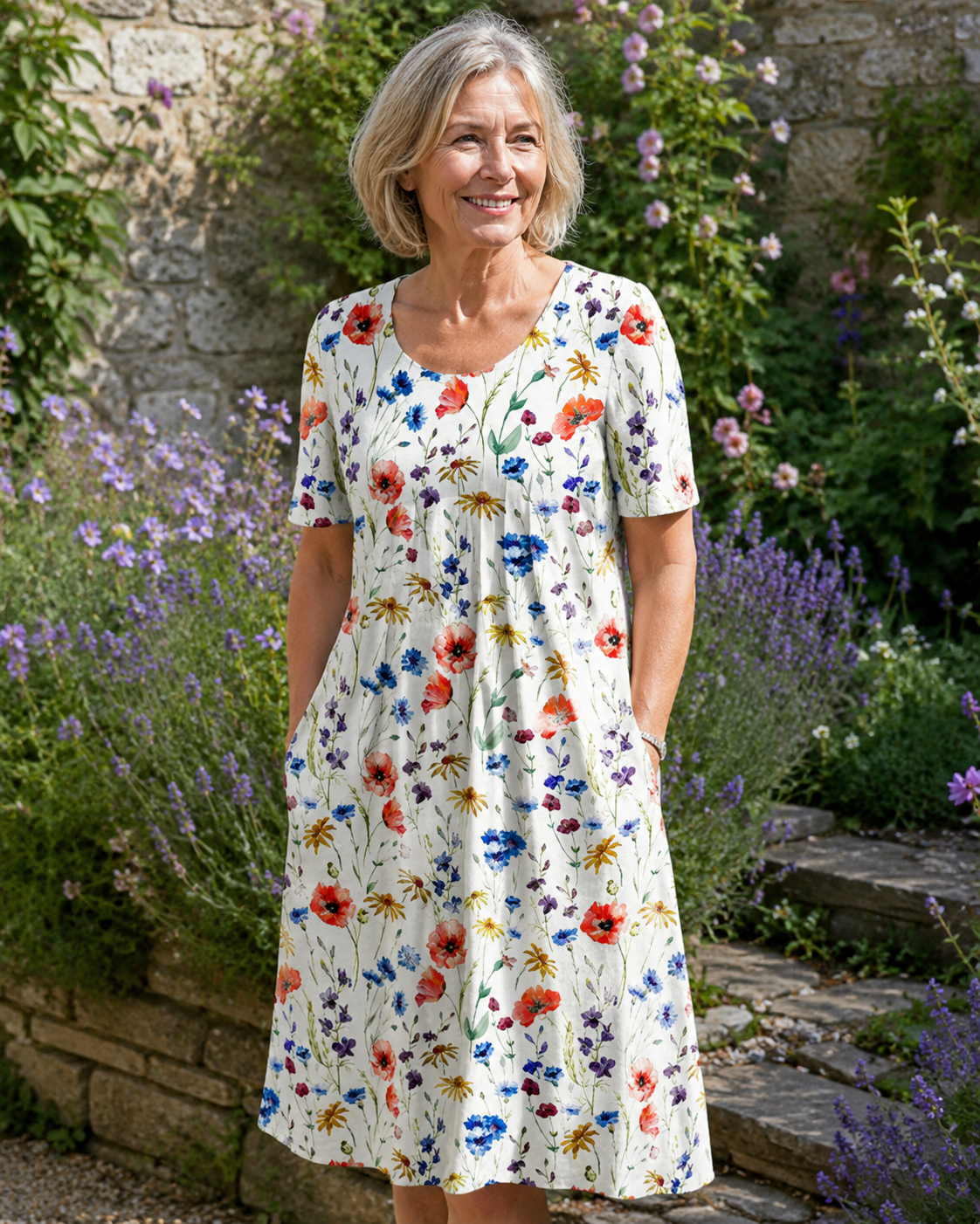 Kit - Women's Wildflower Print Short Sleeve Midi Dress - photo 2