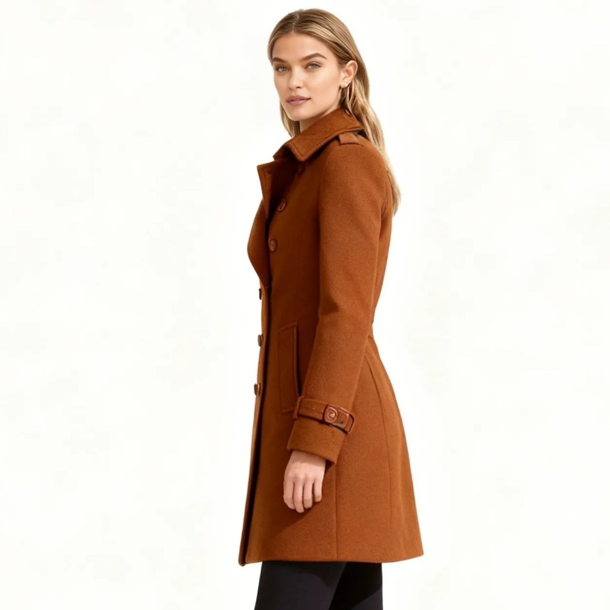 Flor - Trench doppiopetto da donna, capospalla elegante e lungo