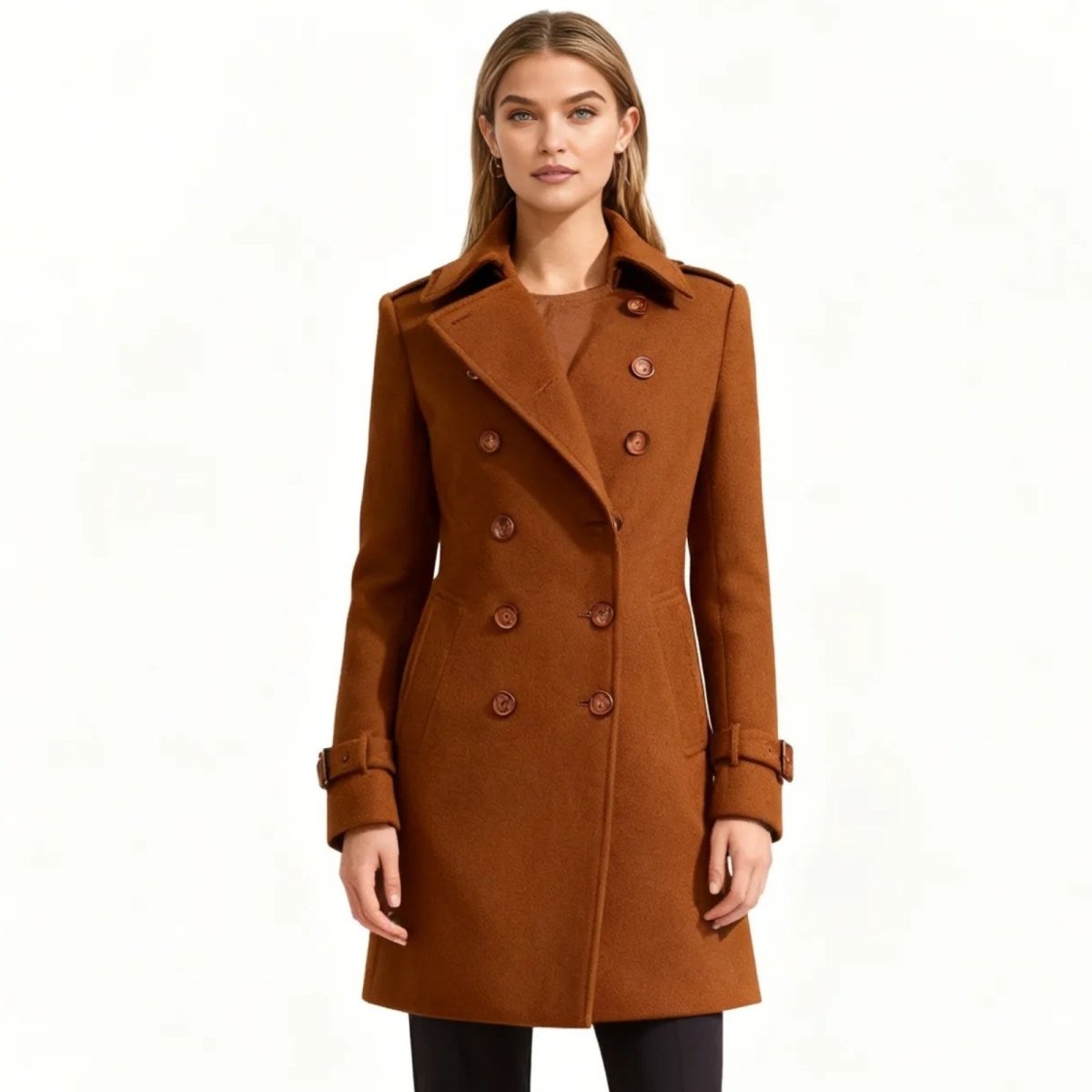 Flor - Trench doppiopetto da donna, capospalla elegante e lungo