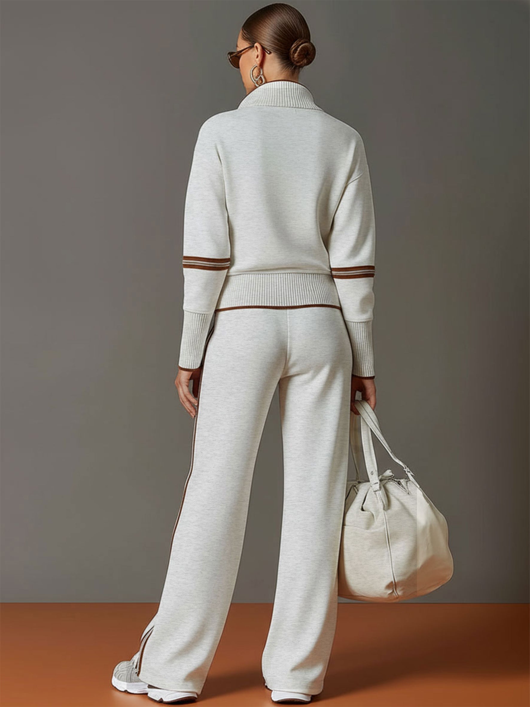 Women's Half-Zip Sweatshirt & Wide-Leg Trouser Co-Ord Set - photo 5