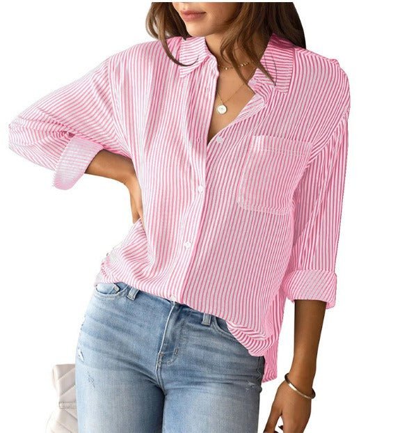 Lenora - Women's Vertical Stripe Formal Blouse - photo 2