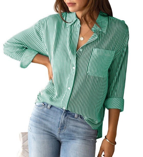 Lenora - Women's Vertical Stripe Formal Blouse - photo 3