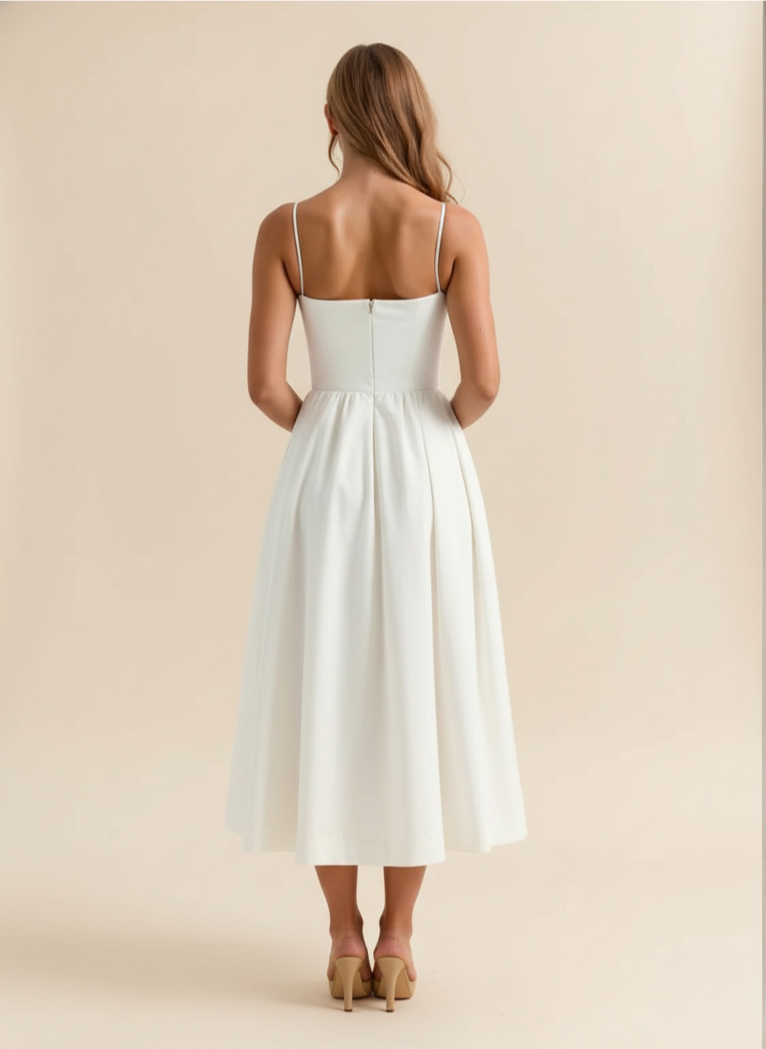 Leontine - Women's Flowing Midi Dress with Fine Straps - photo 5
