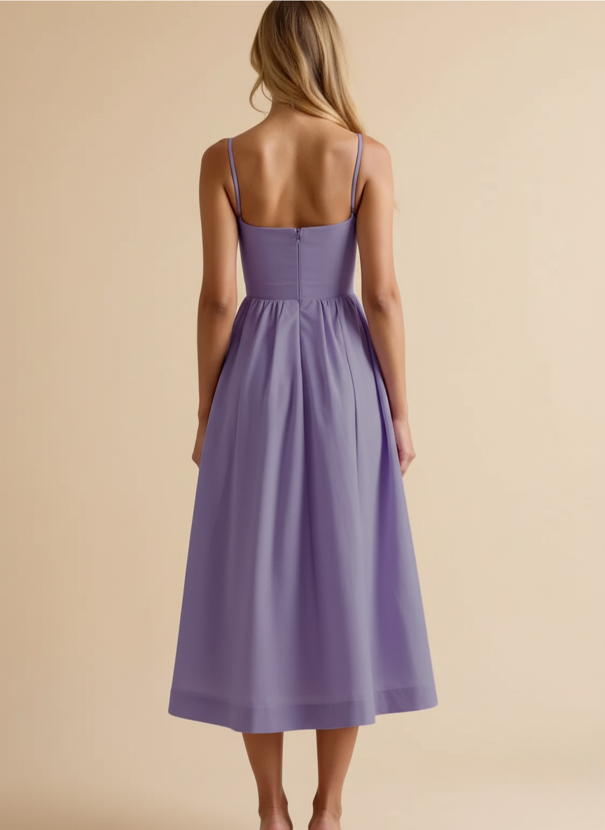 Leontine - Women's Flowing Midi Dress with Fine Straps - photo 6