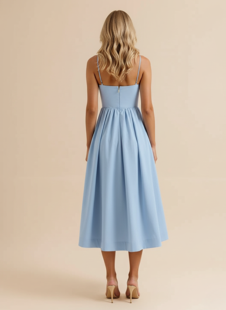 Leontine - Women's Flowing Midi Dress with Fine Straps - photo 7
