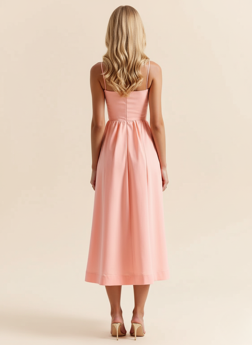 Leontine - Women's Flowing Midi Dress with Fine Straps - photo 8
