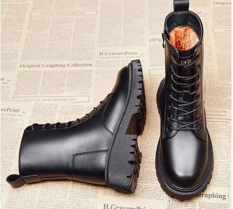 Linnea - Women's Lace-Up Combat Boots with Faux Fur Lining - photo 2