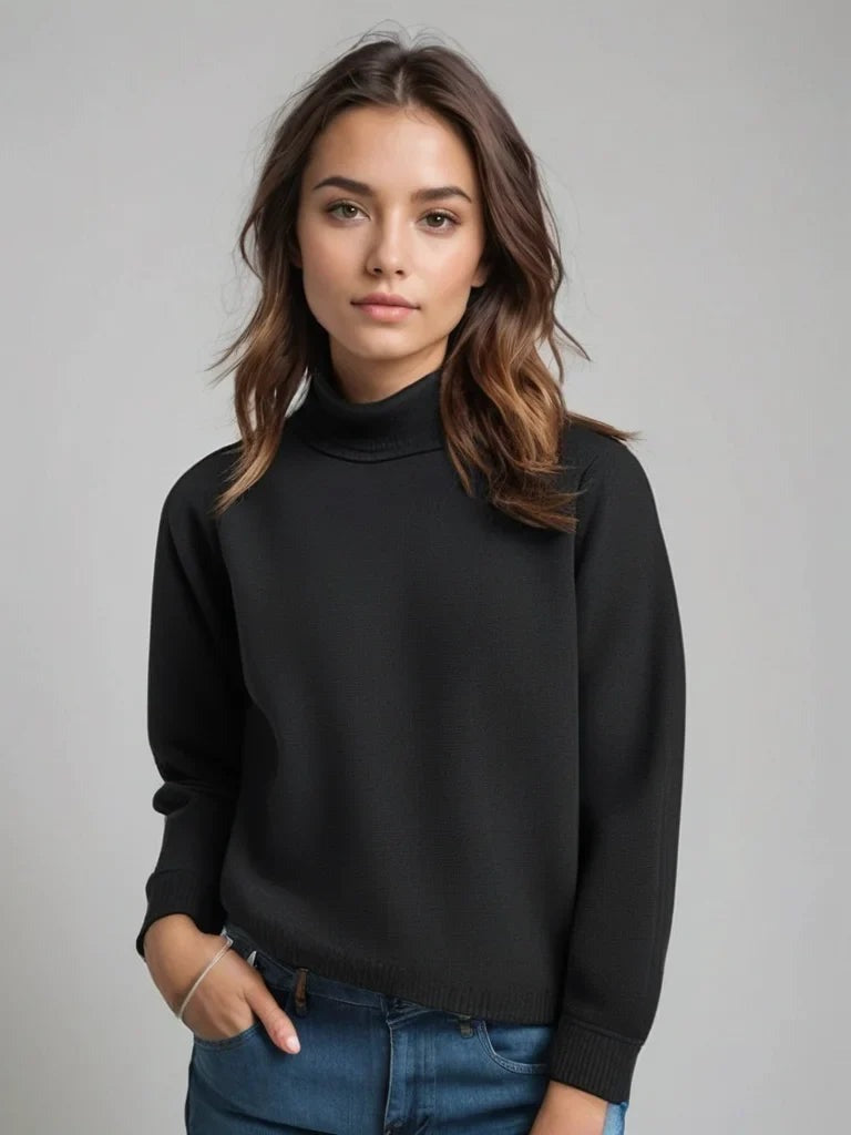 Lisette-Rose - Women's Knitted Jumper with Roll Neck - photo 4