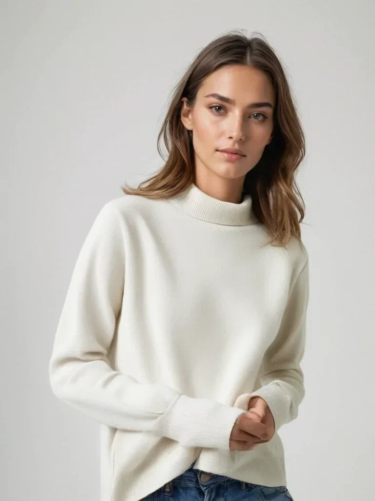 Lisette-Rose - Women's Knitted Jumper with Roll Neck - photo 5