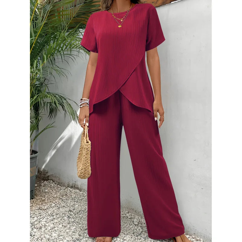 Lorine - Women's Two-Piece Set with Wrap Hem Top - photo 2