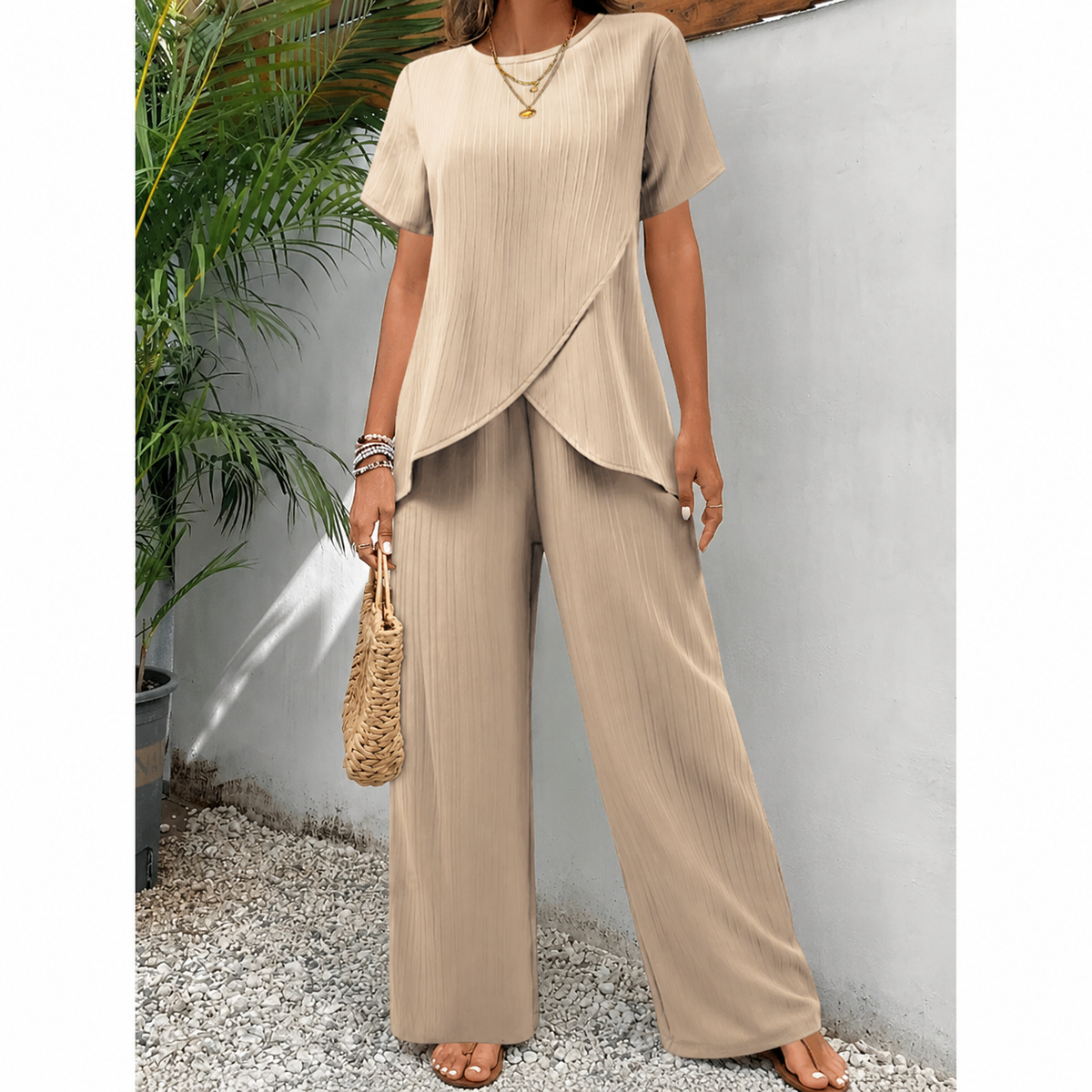 Lorine - Women's Two-Piece Set with Wrap Hem Top - photo 6