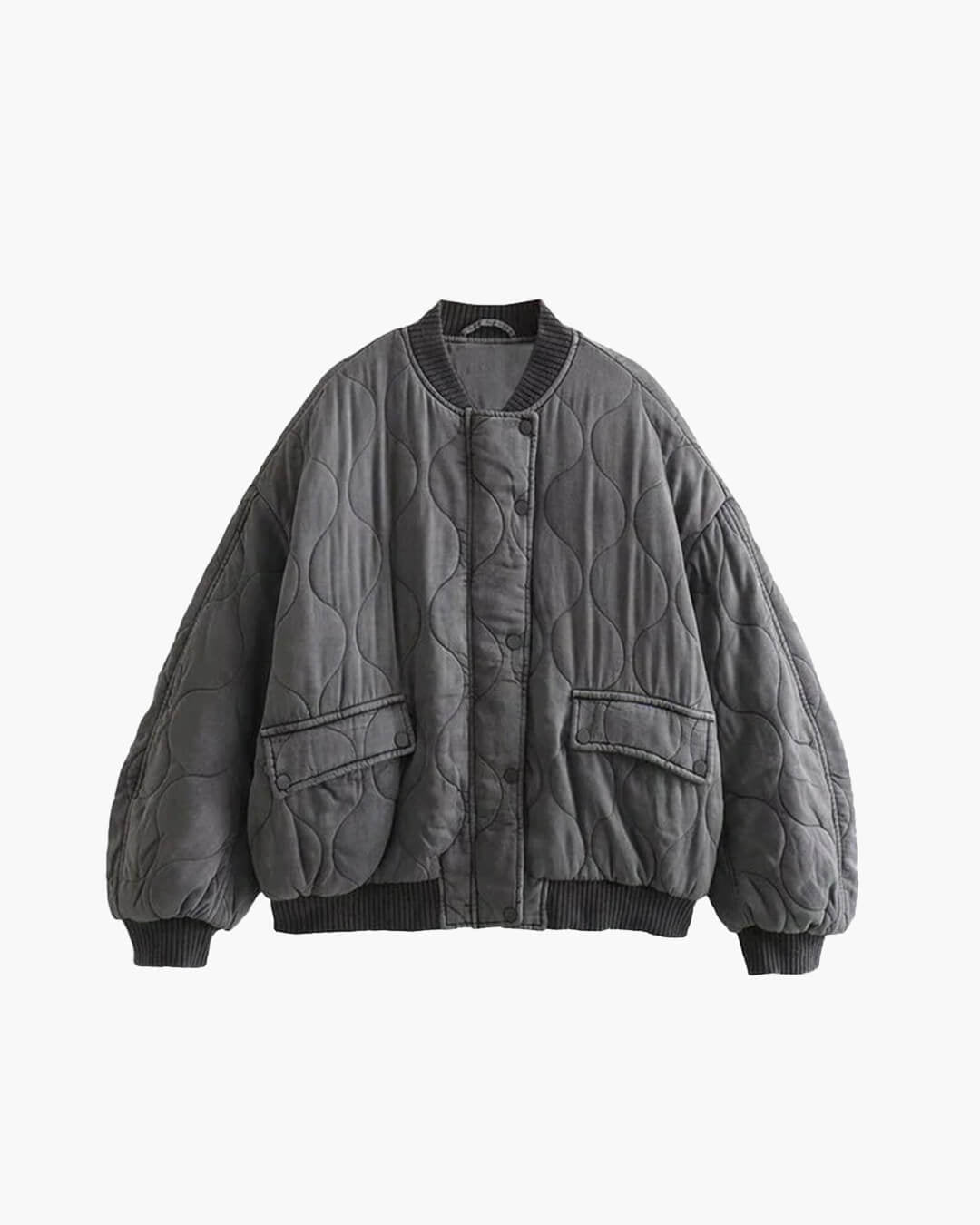 Ludivine - Women's Quilted Bomber Jacket with Button Front