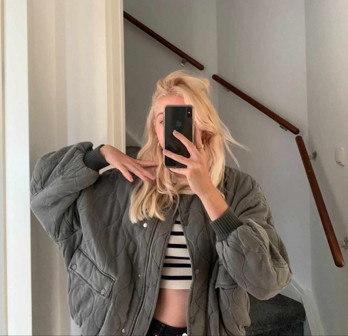 Ludivine - Women's Quilted Bomber Jacket with Button Front