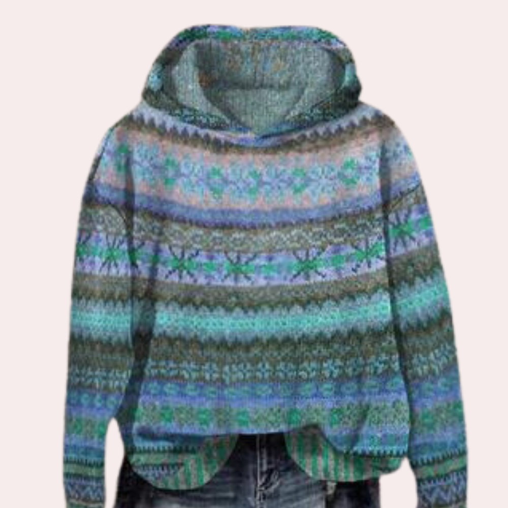 Lydia - Women's Hoodie with Fair Isle and Drop Shoulders - photo 1