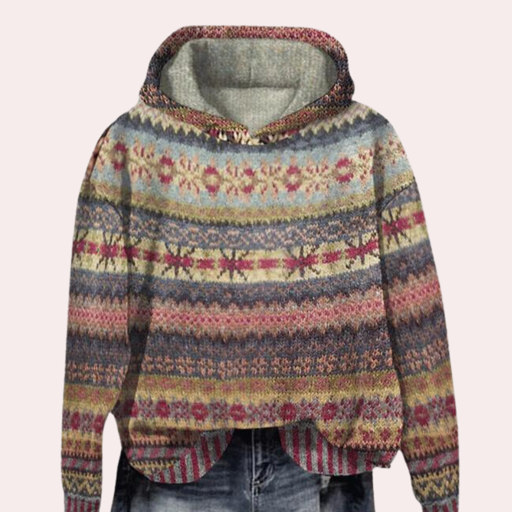 Lydia - Women's Hoodie with Fair Isle and Drop Shoulders - photo 2