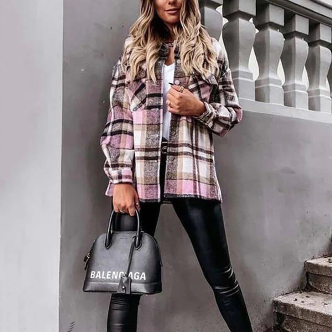Maisie - Women's Winter Jacket with a Check Pattern - photo 2