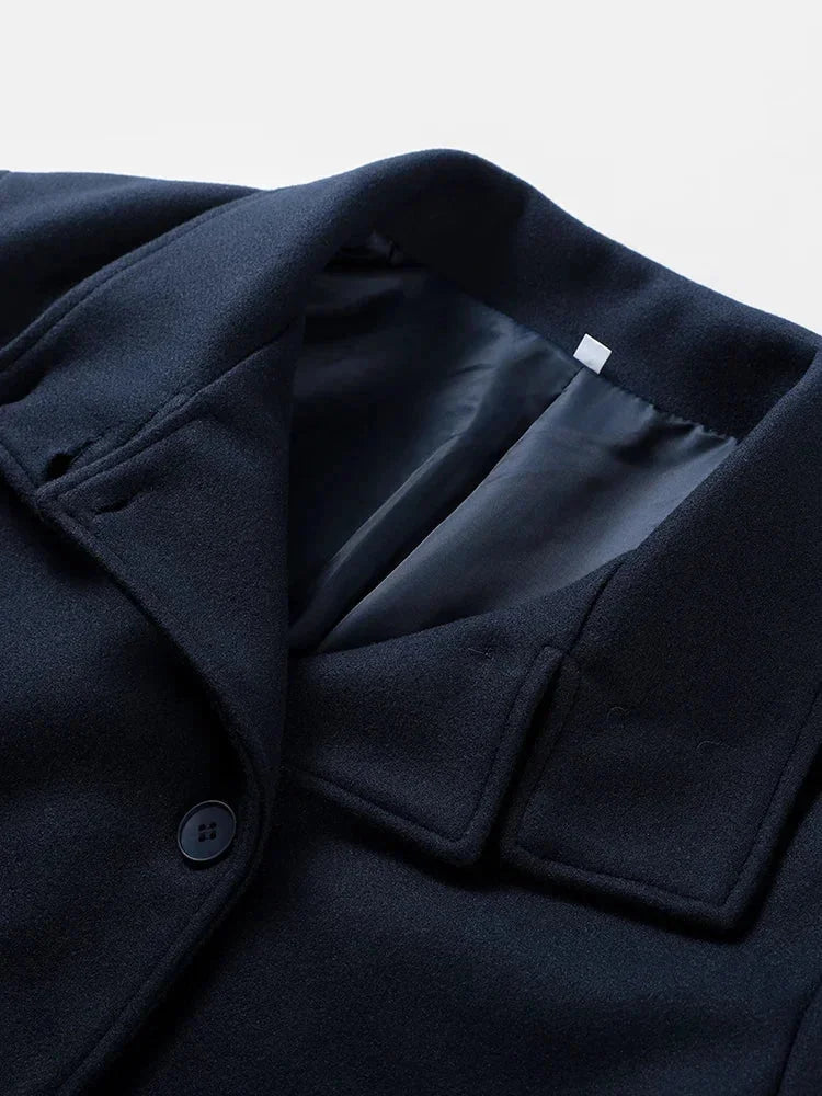Jenna - Cappotto corto da donna con bottoni e collo alla coreana
