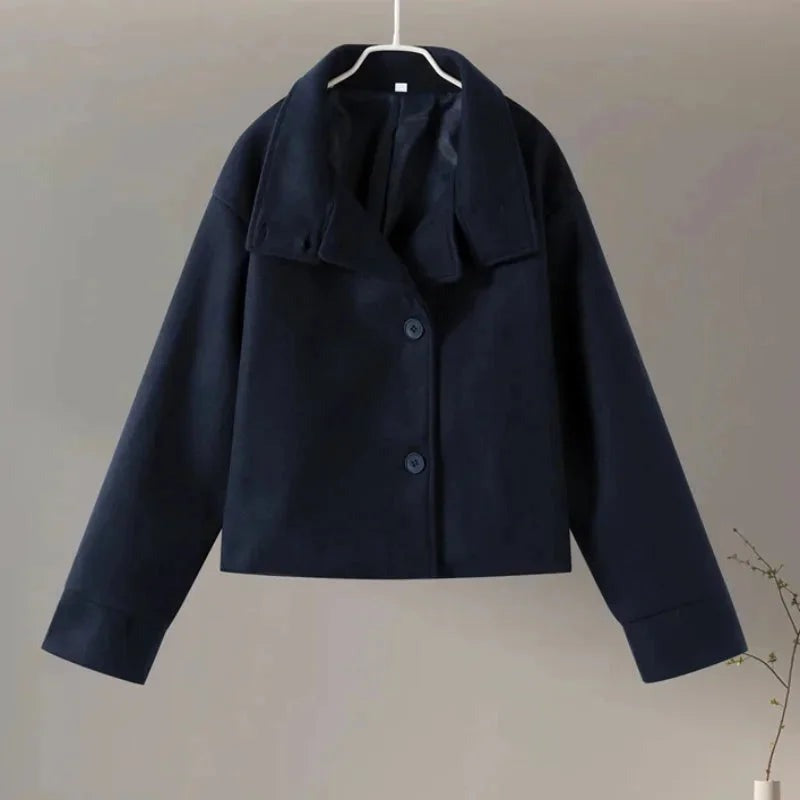 Jenna - Women's short coat with buttons and stand-up collar - photo 11