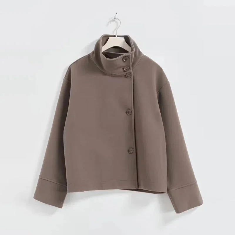 Jenna - Women's short coat with buttons and stand-up collar - photo 5