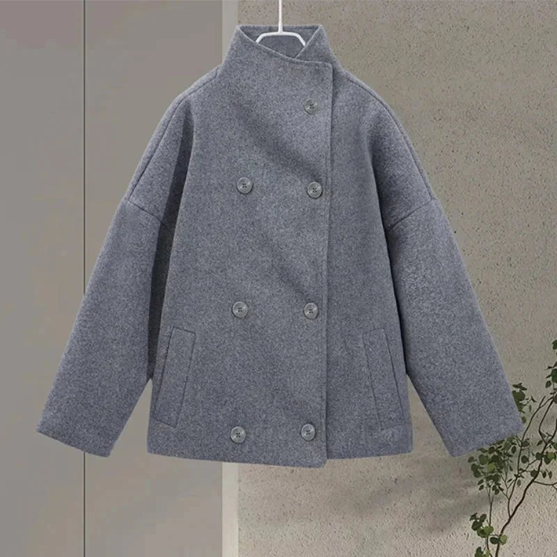 Jenna - Women's short coat with buttons and stand-up collar - photo 10
