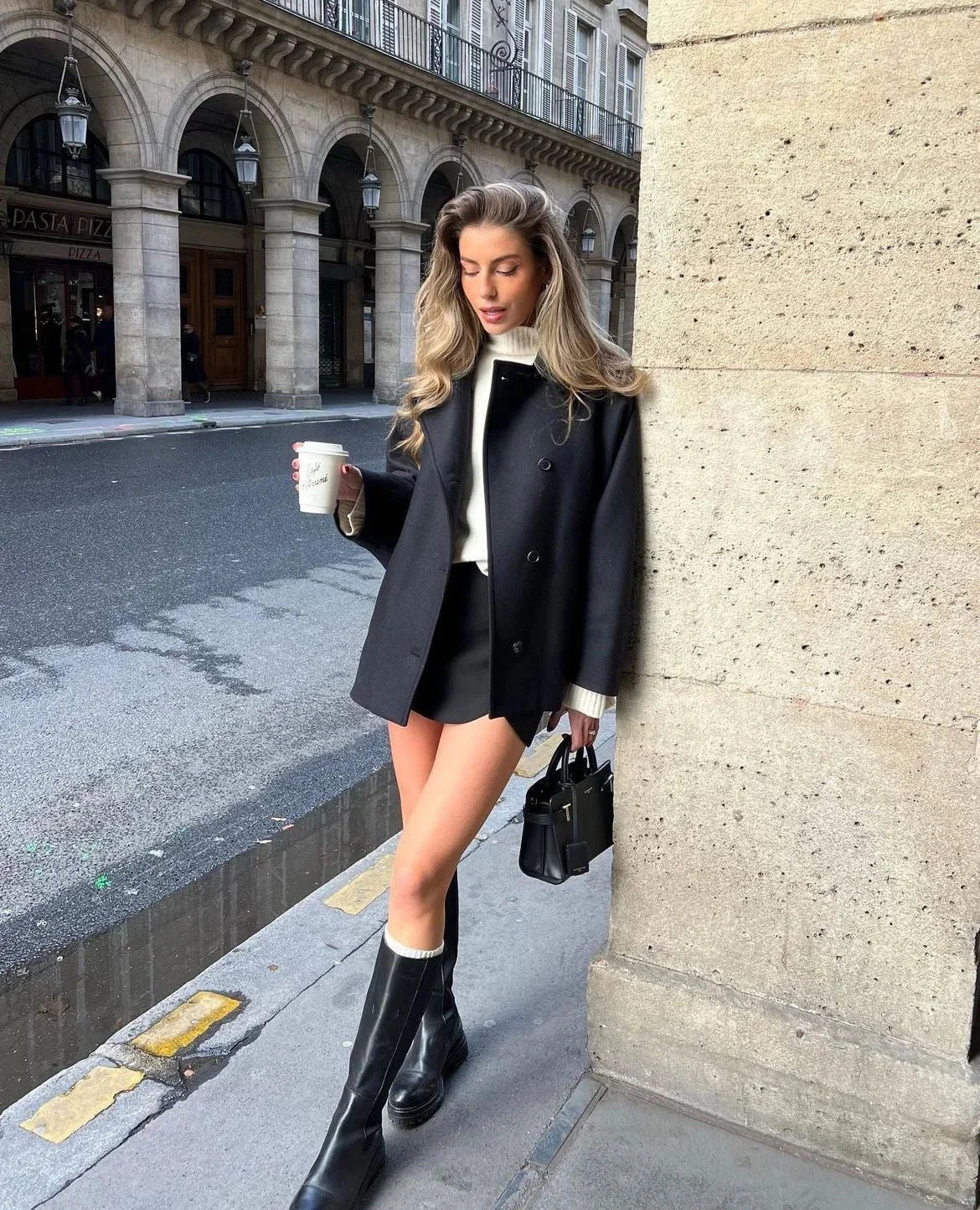 Women's Loose Fit Coat with Wide Lapels - photo 4
