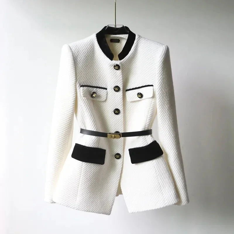 Lilian - women's coat with belt and decorative buttons - photo 2
