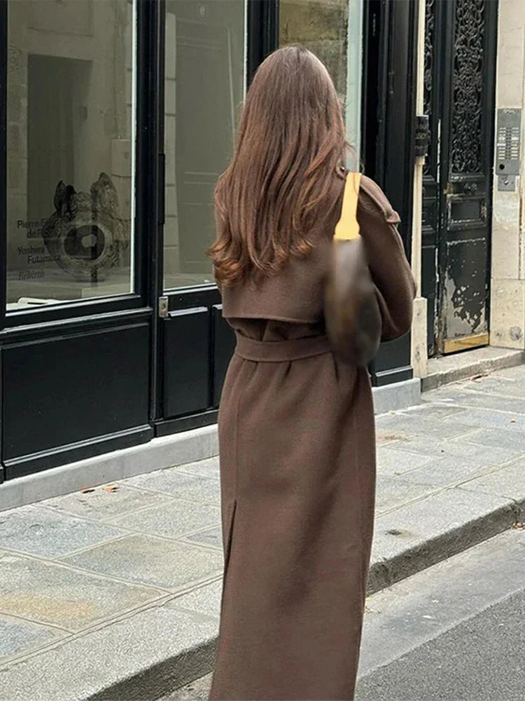 Cecilia - Cappotto di media lunghezza da donna con cintura e bottoni