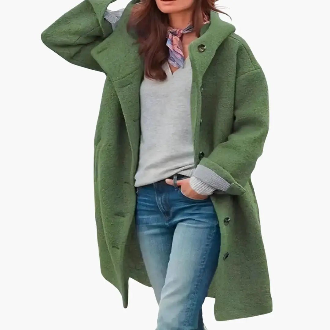 Marcella - Women's Relaxed Coat with Hood - photo 1