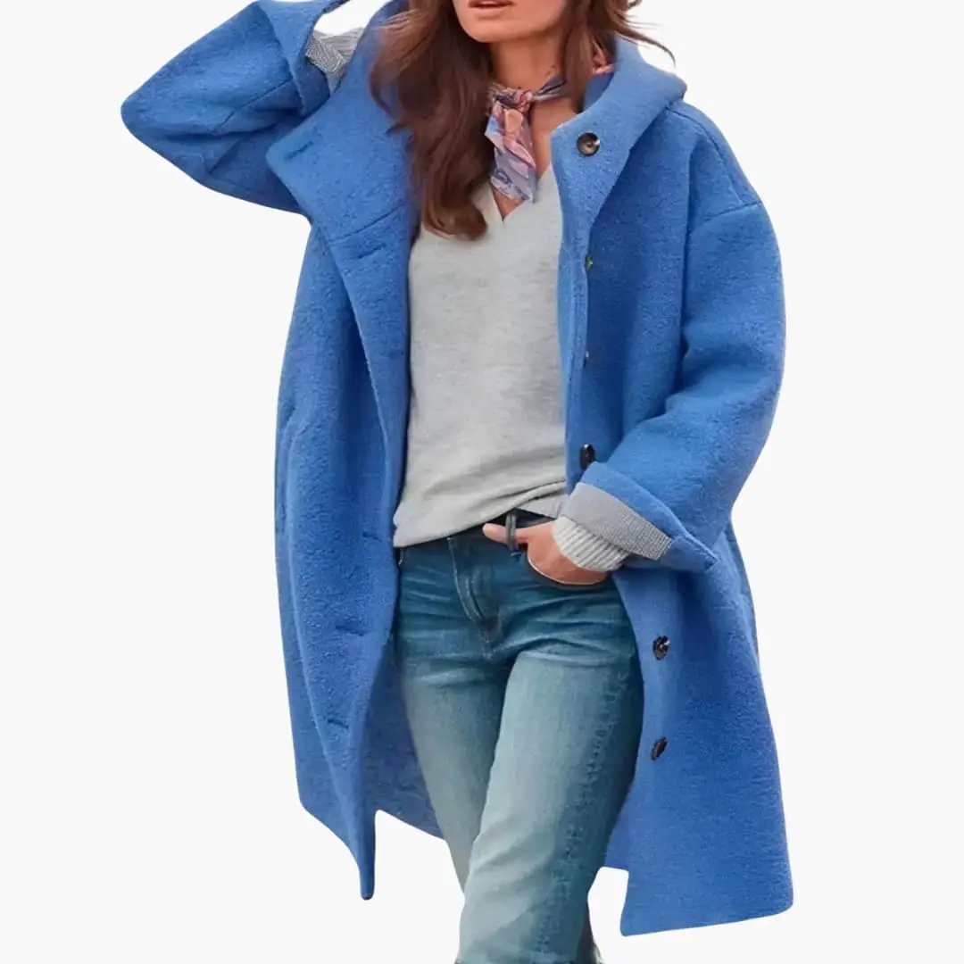 Marcella - Women's Relaxed Coat with Hood - photo 2