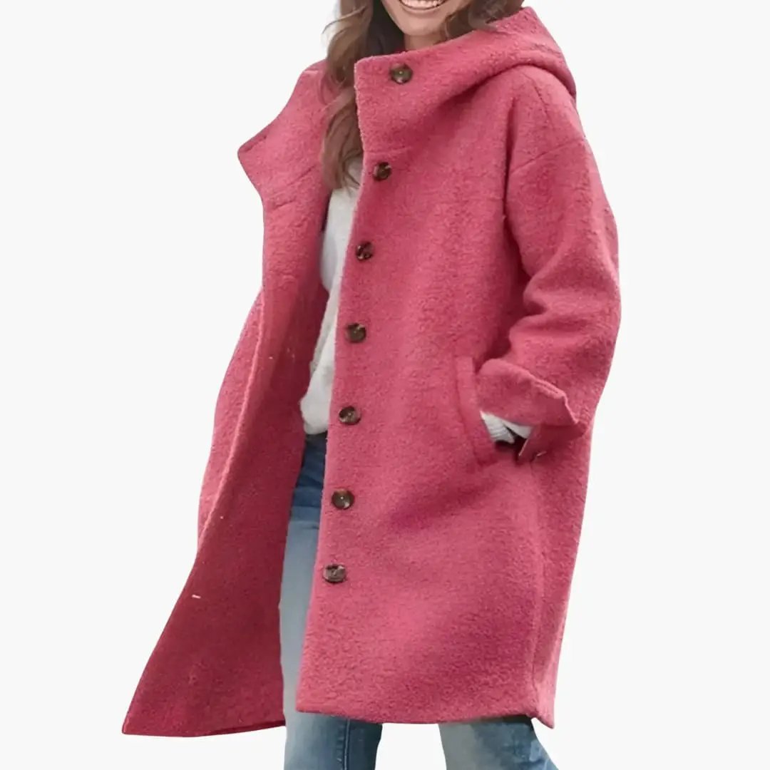 Marcella - Women's Relaxed Coat with Hood - photo 5