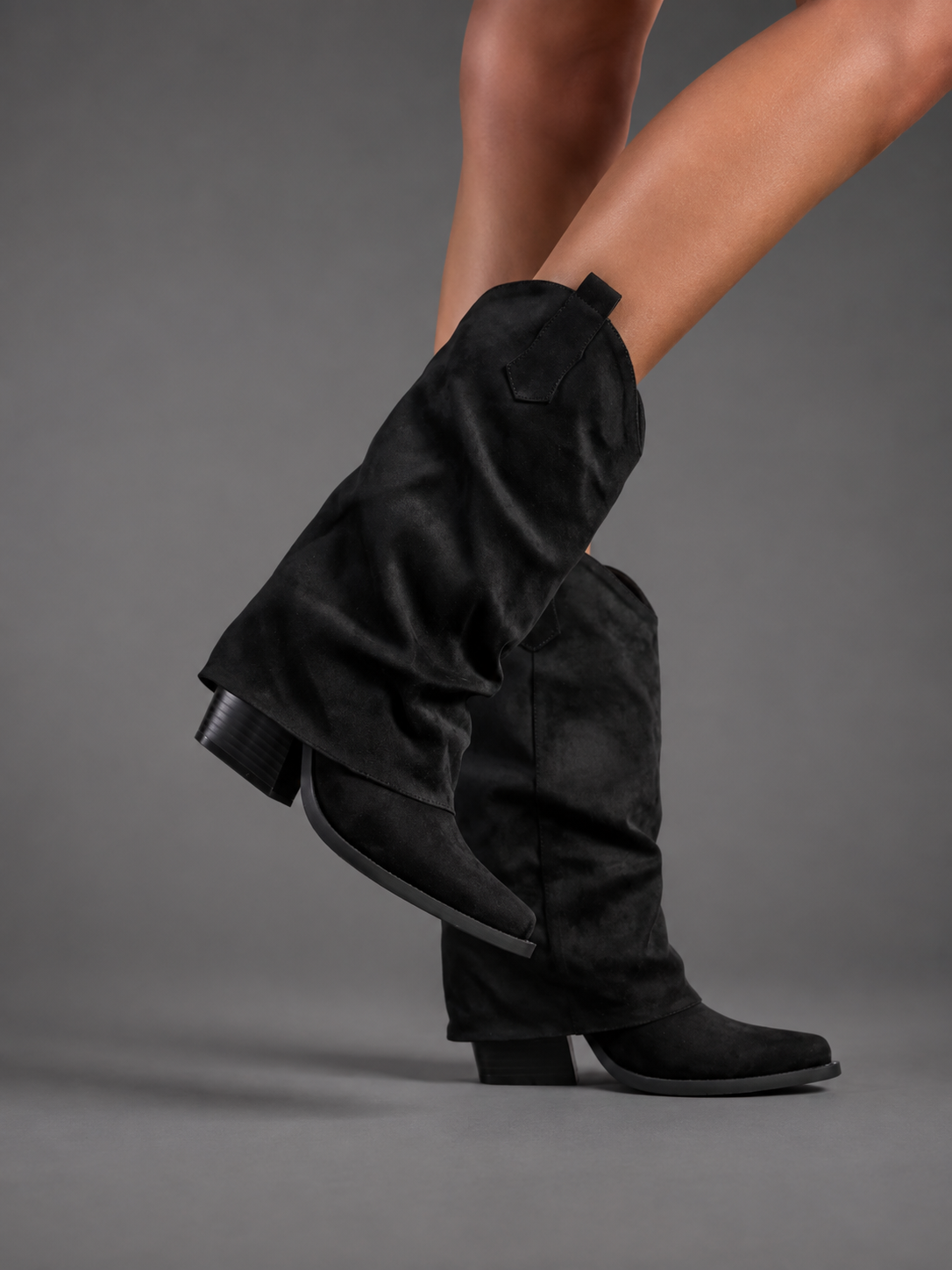 Maren - Women's Pointed Toe Knee High Western Boots with Chunky Heel - photo 1