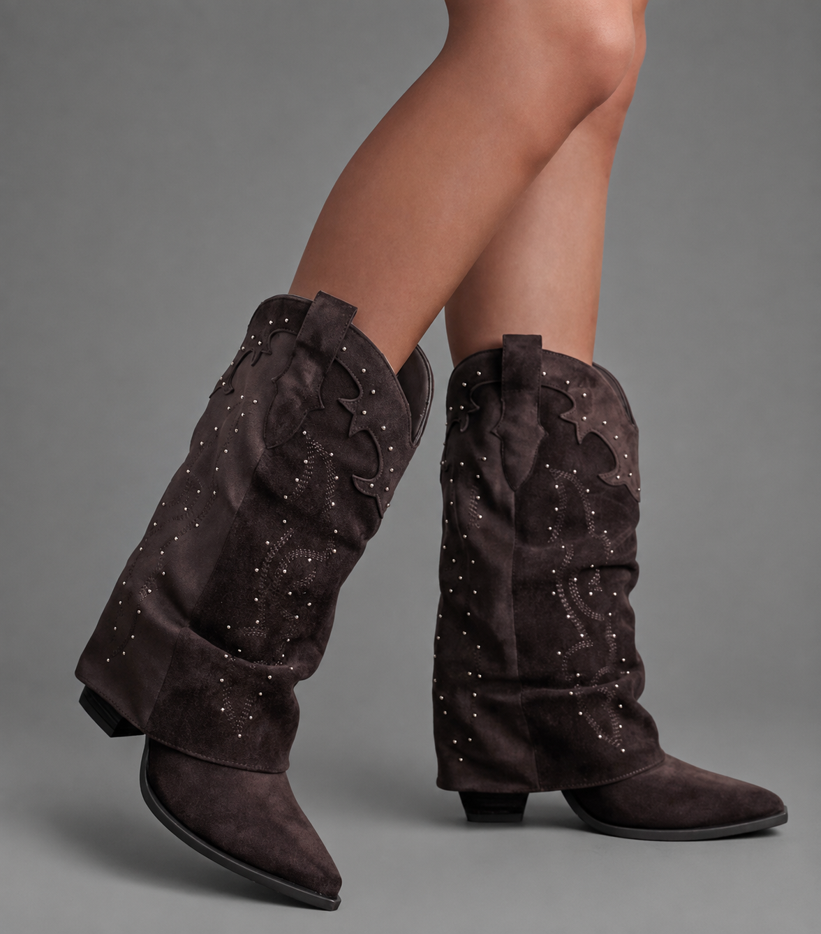 Maren - Women's Pointed Toe Knee High Western Boots with Chunky Heel - photo 12