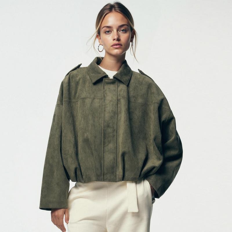 Marie - Women's Relaxed Bomber Jacket with Zip Front and Collar - photo 5