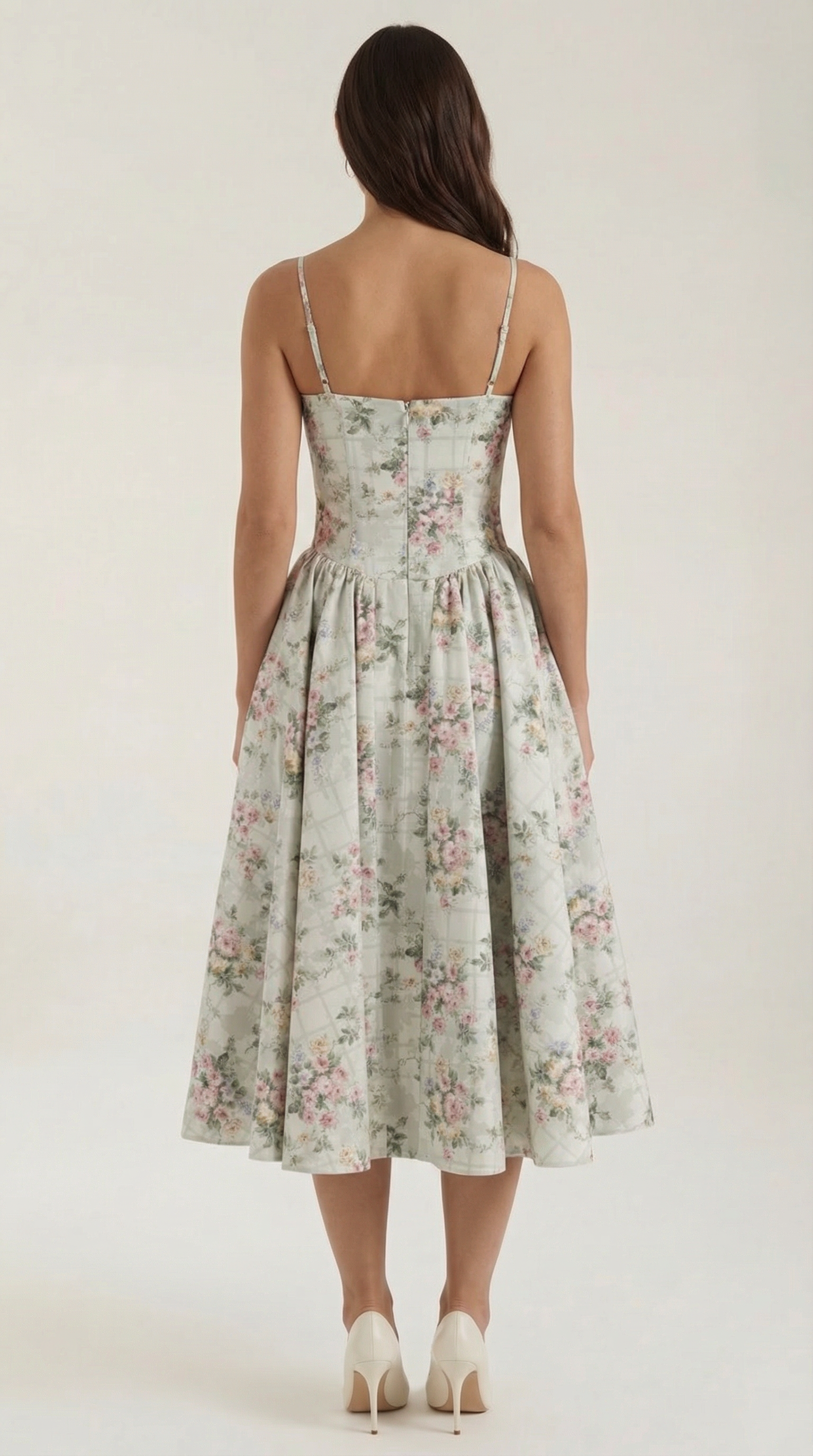 Marielle | Floral Corset Wedding Guest Midi Dress
