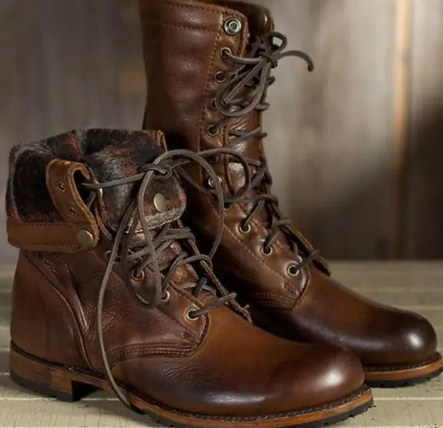 Martha - Women's Lace-Up Boots with Turn-Down Cuff - photo 1