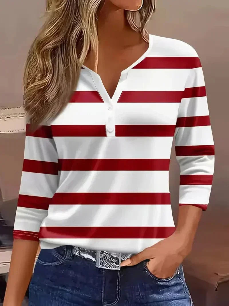 Mathilda - Women's Relaxed Shirt with Stripe and Button Front - photo 1