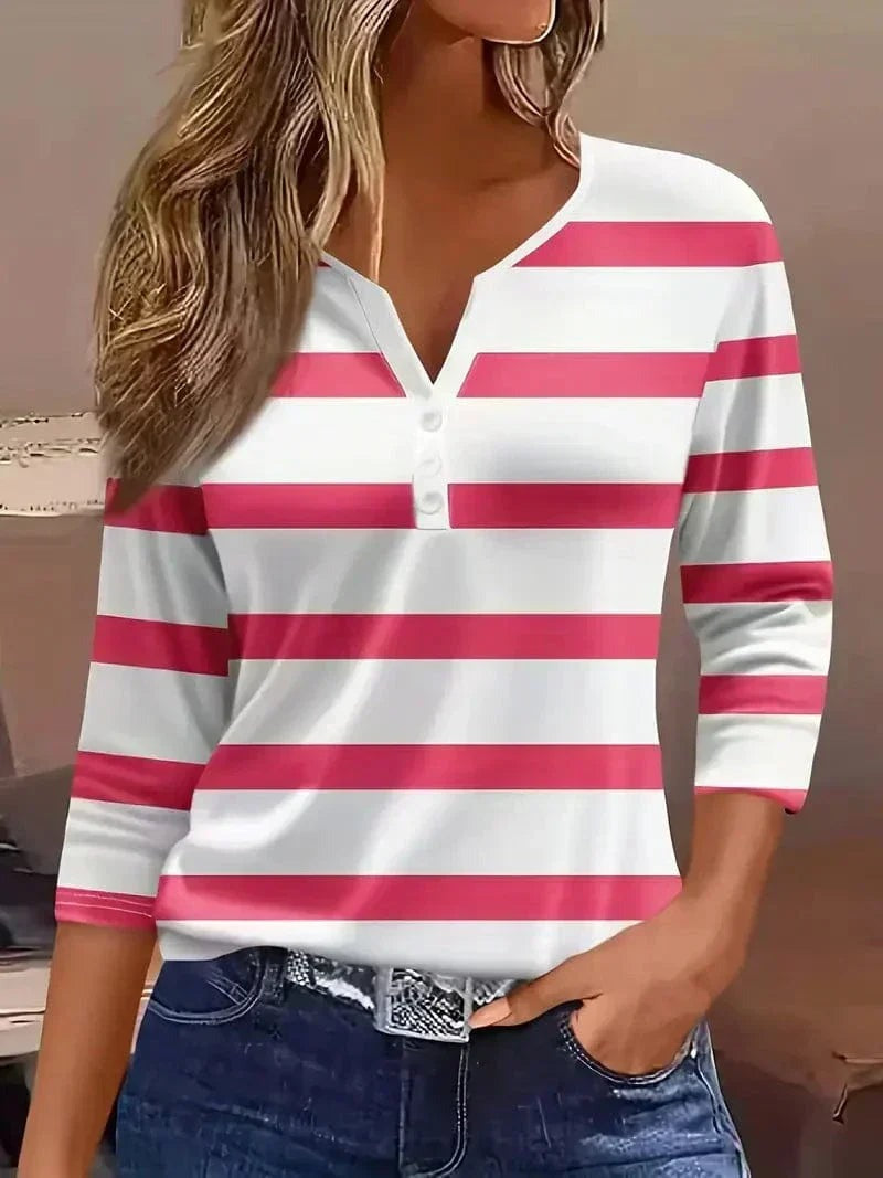 Mathilda - Women's Relaxed Shirt with Stripe and Button Front - photo 6