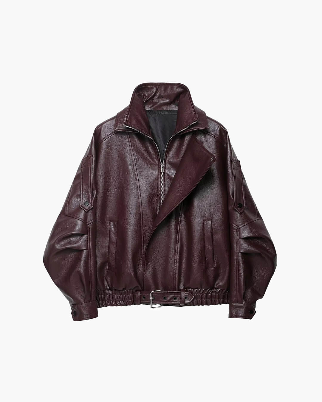 Mathilde - Women's Biker Jacket with Zip Front and Tie Belt - photo 1
