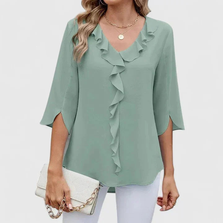 Matilde - Women's Ruffle Trim Blouse with Three-Quarter Sleeves - photo 1