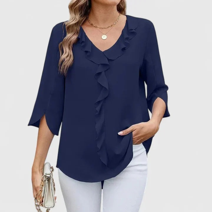Matilde - Women's Ruffle Trim Blouse with Three-Quarter Sleeves - photo 5