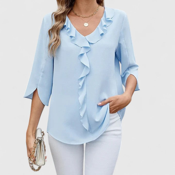 Matilde - Women's Ruffle Trim Blouse with Three-Quarter Sleeves - photo 7