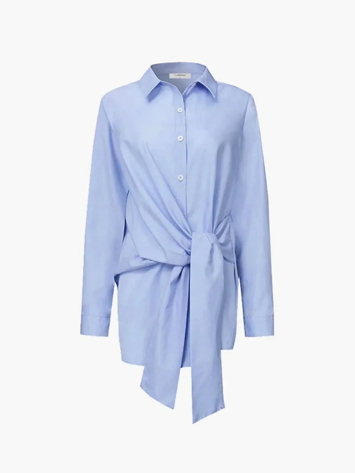 Maud - Women's Oversized Shirt with Tie Belt and Long Sleeves - photo 3