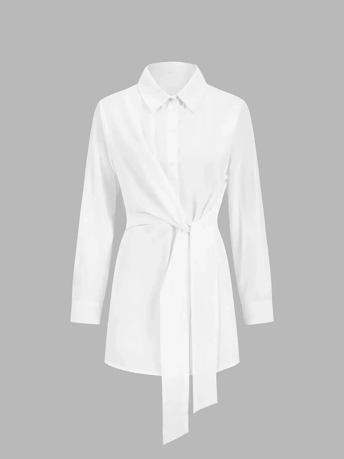 Maud - Women's Oversized Shirt with Tie Belt and Long Sleeves - photo 4