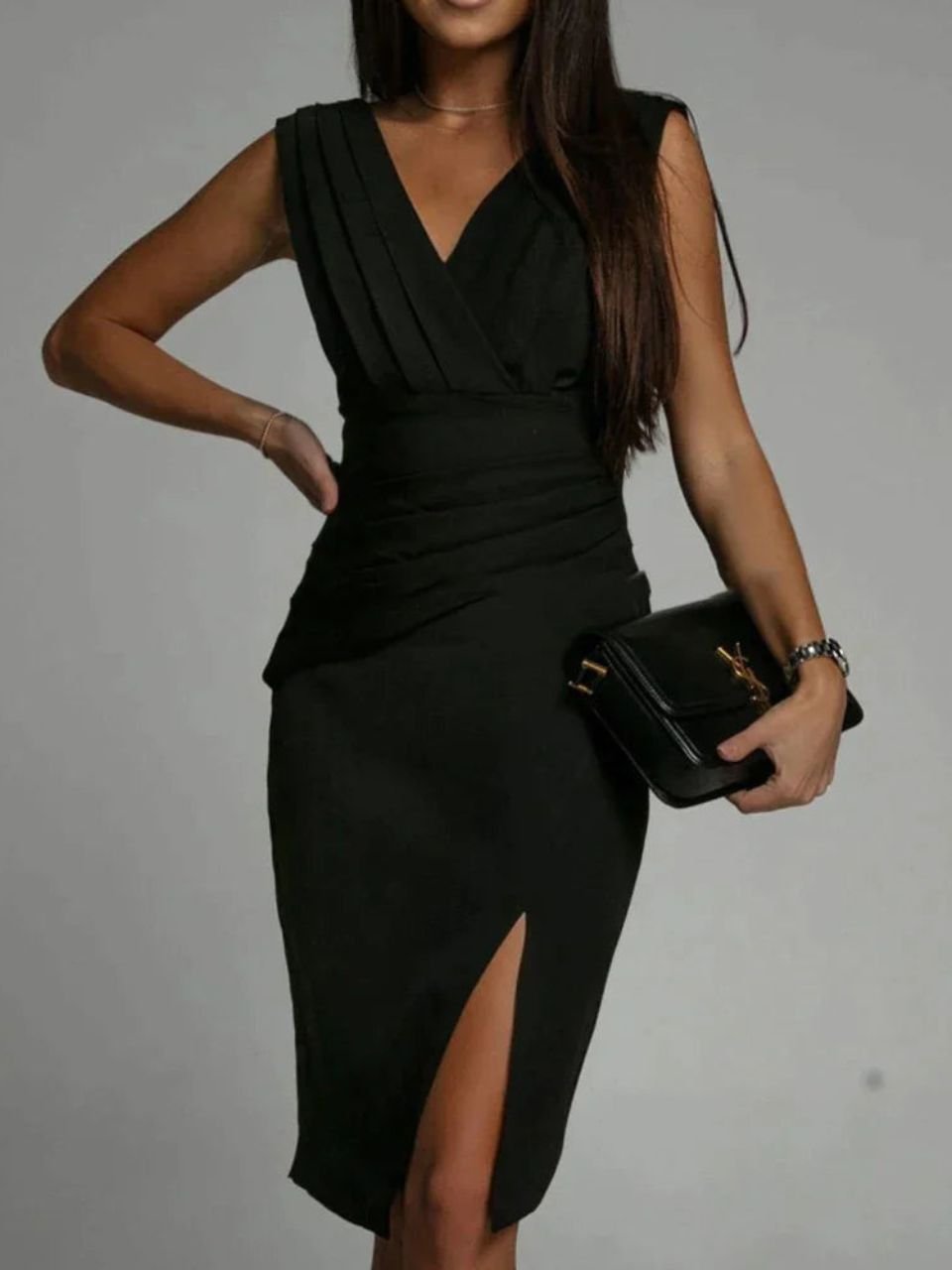 Robe de Soirée Trapèze Femme Sans Manches