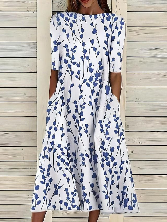 Melisent - Women's Fitted Midi Dress with Floral Print - photo 1