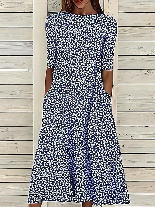 Melisent - Women's Fitted Midi Dress with Floral Print - photo 3