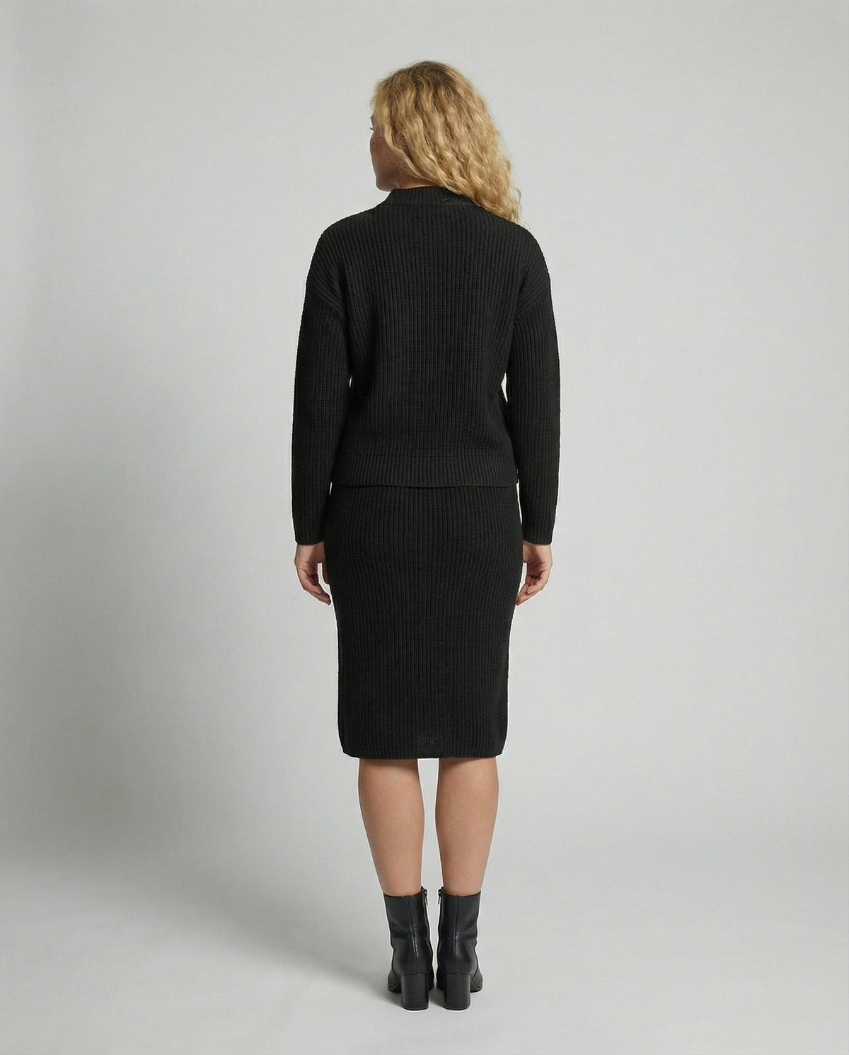 Merry - Women's Knitted Set with Stand Collar and Midi Skirt - photo 10