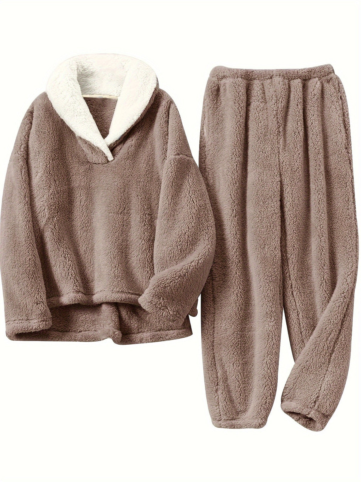 Mila - Women's Teddy Fleece Lounge Set with Half-Zip Collar - photo 1