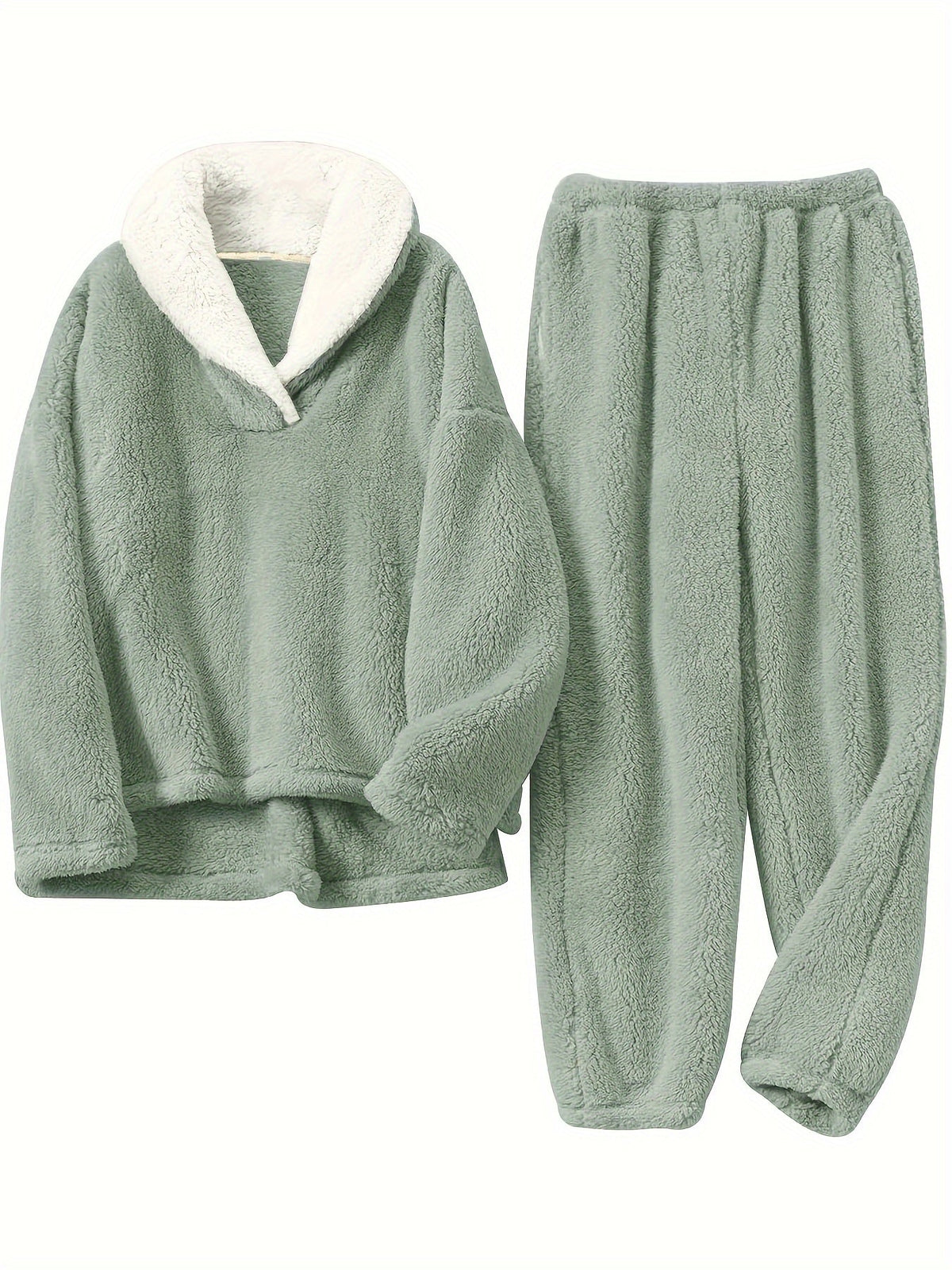 Mila - Women's Teddy Fleece Lounge Set with Half-Zip Collar - photo 3